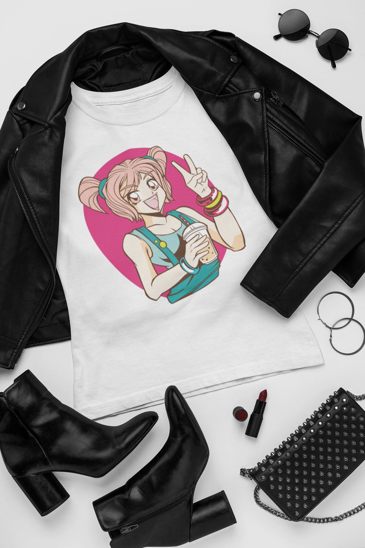 Tee-Shirt Animé Fille au Bubble tea