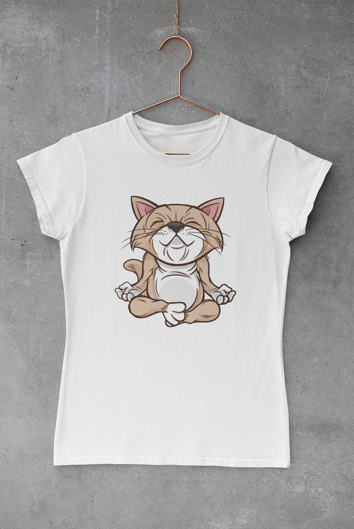 Tee-Shirt Femme Chat en Méditation