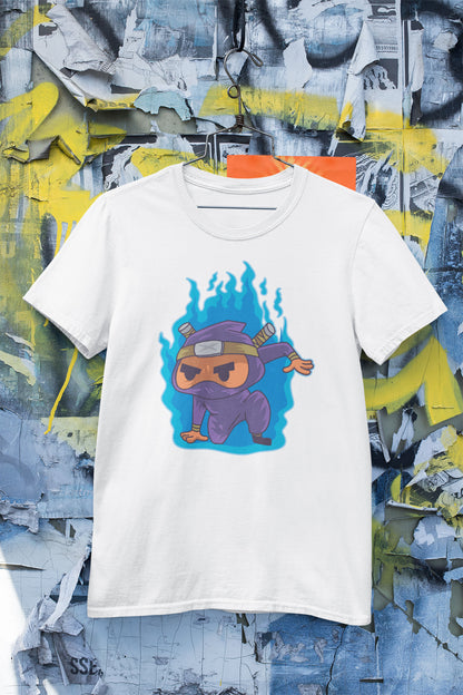 Tee-Shirt " Ninja aux Flammes Bleues "