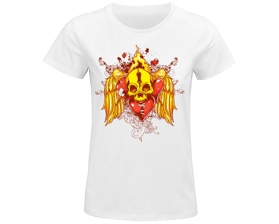 Tee-Shirt Femme " Yellows Skull and Wings "