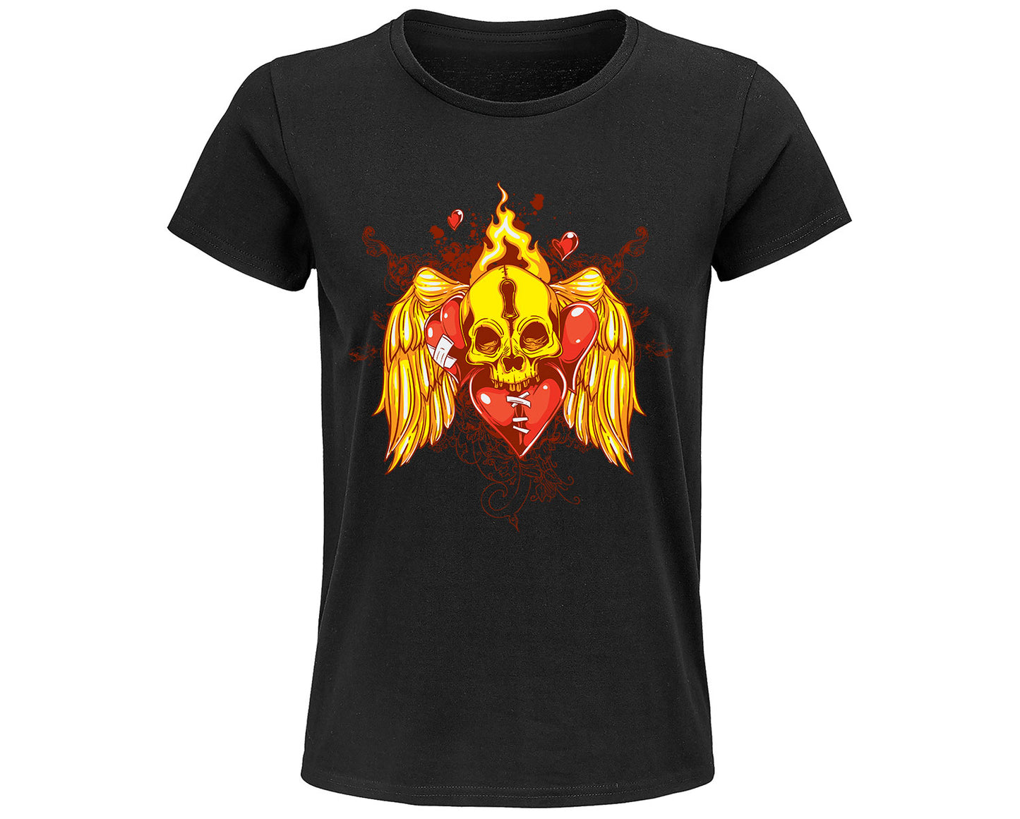 Tee-Shirt Femme " Yellows Skull and Wings "